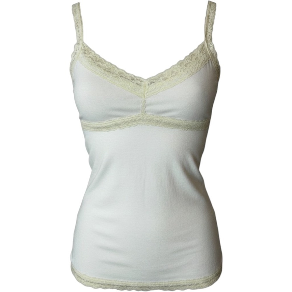 Y2K Hollister Cream Lace Trim Cami Tank Top Women's Casual‎ Basic Sleeveless
